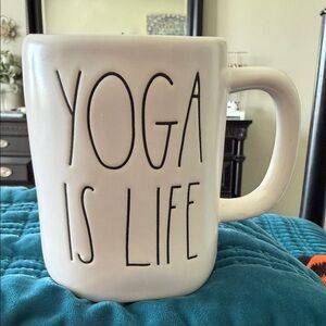Rae Dunn Yoga Is Life White Ceramic Coffee Mug - Excellent Condition